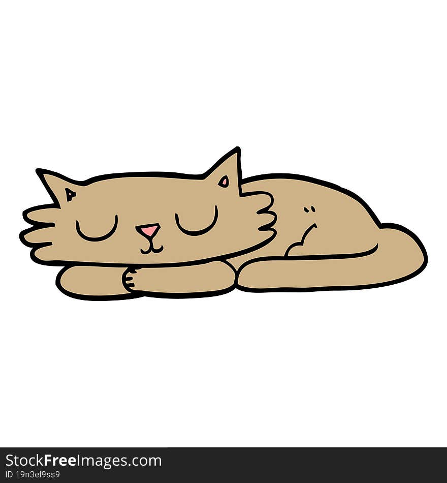 cartoon doodle sleeping cat