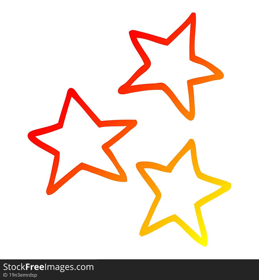 warm gradient line drawing cartoon stars