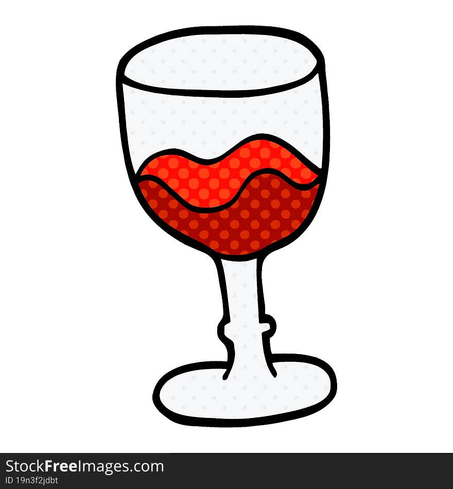 Cartoon Doodle Glass Of Red Wine