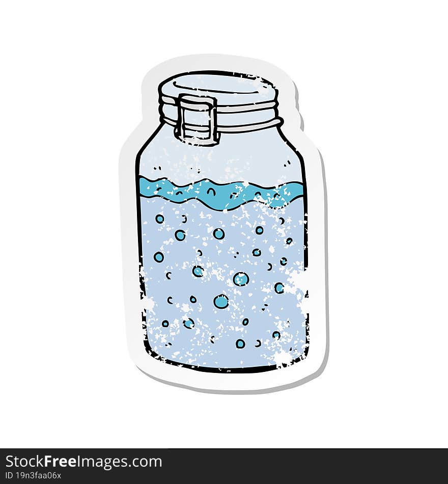 retro distressed sticker of a cartoon jar