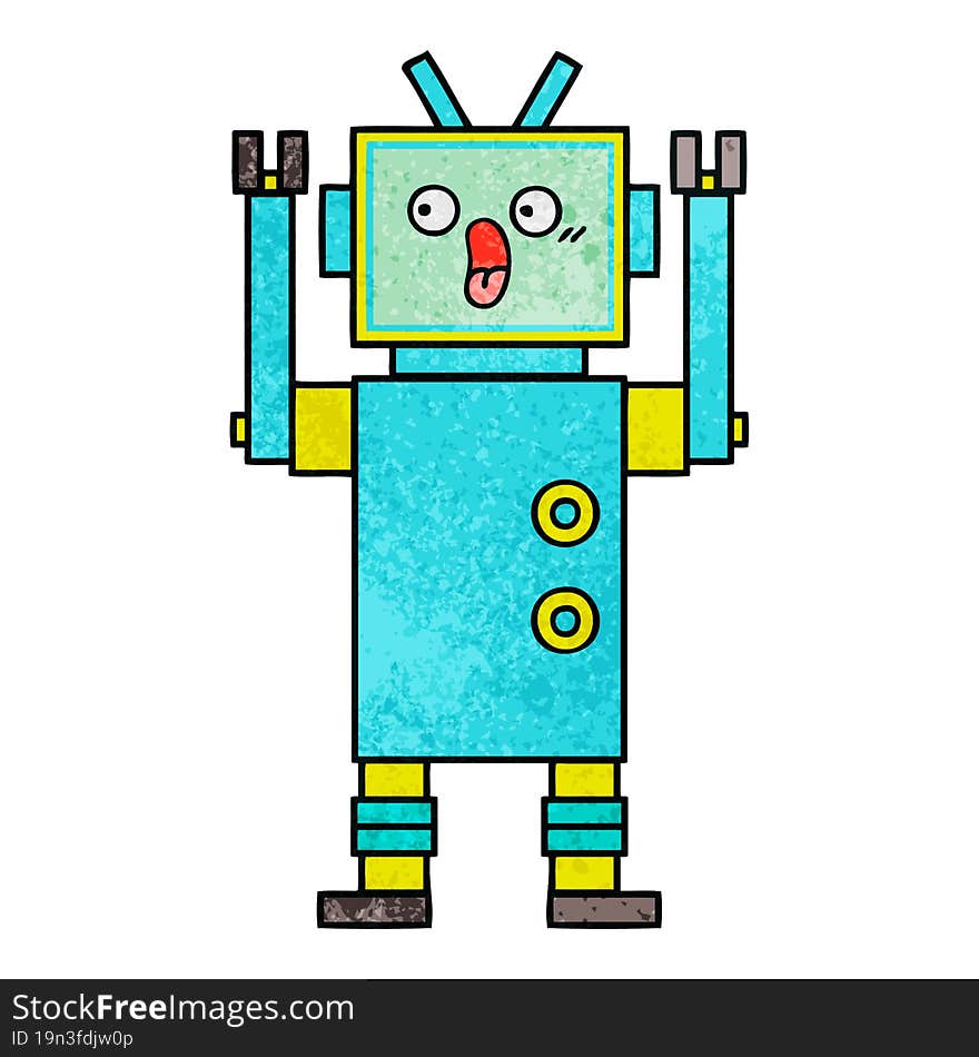 Retro Grunge Texture Cartoon Robot