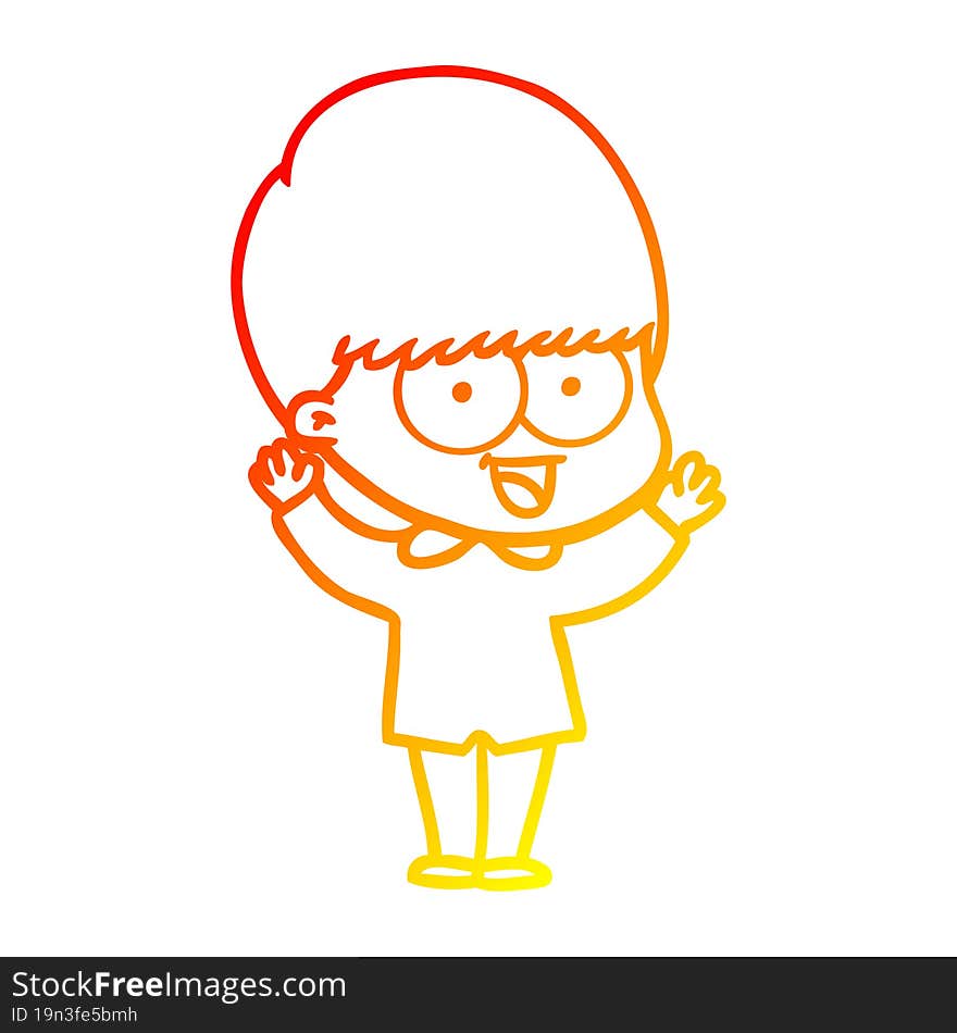 Warm Gradient Line Drawing Happy Cartoon Boy