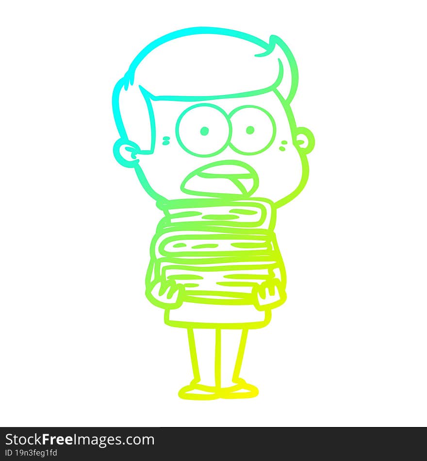 cold gradient line drawing cartoon shocked man