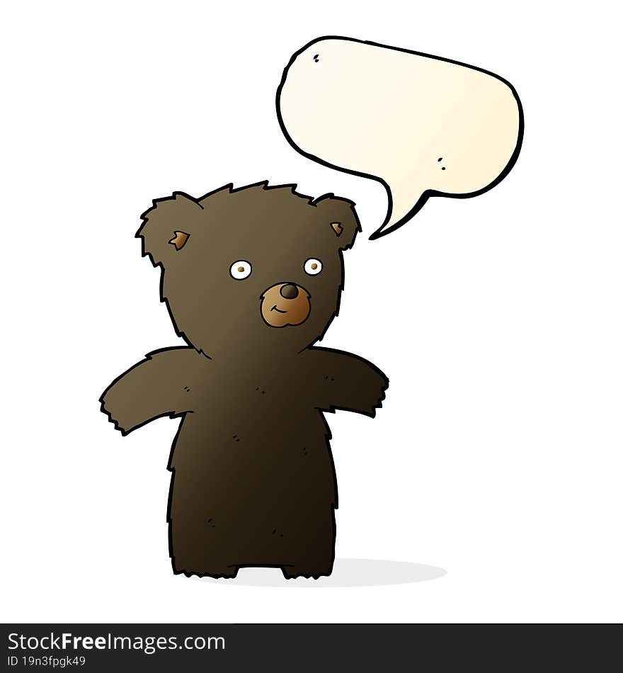 Cute Cartoon Black Bear With Speech Bubble