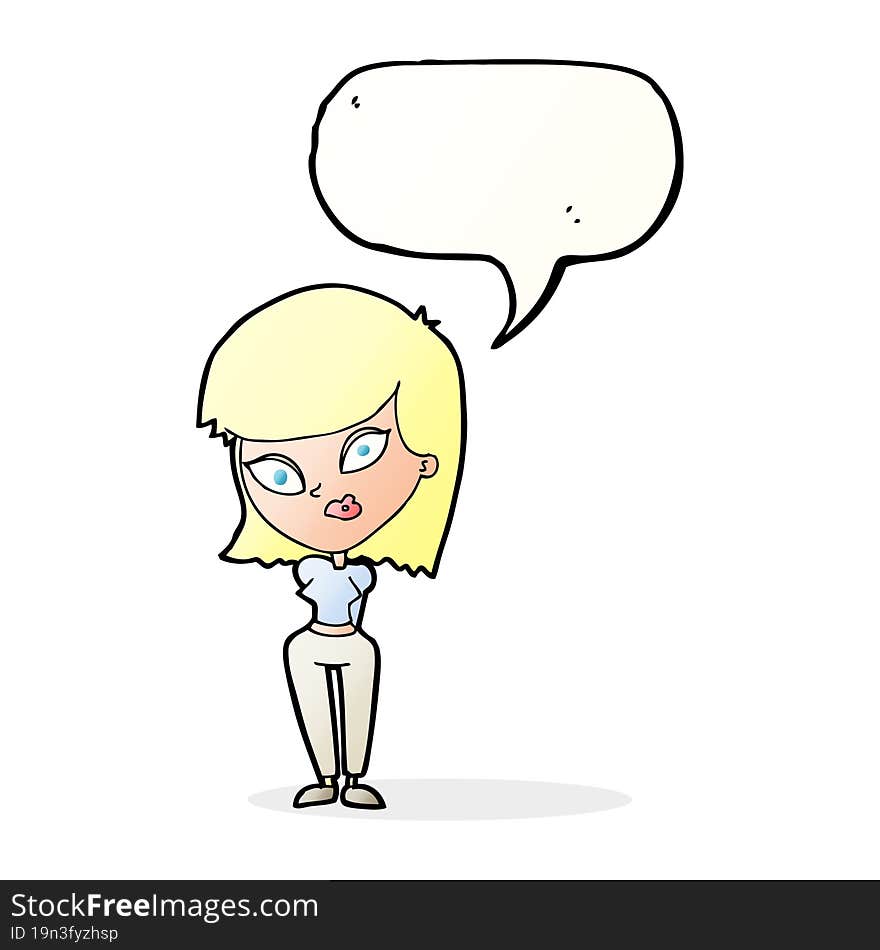 cartoon confused woman with speech bubble