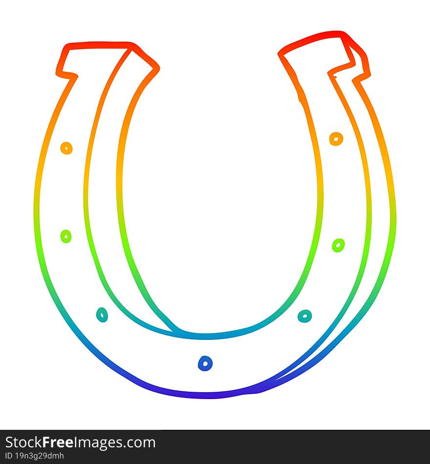 rainbow gradient line drawing cartoon iron horse shoe