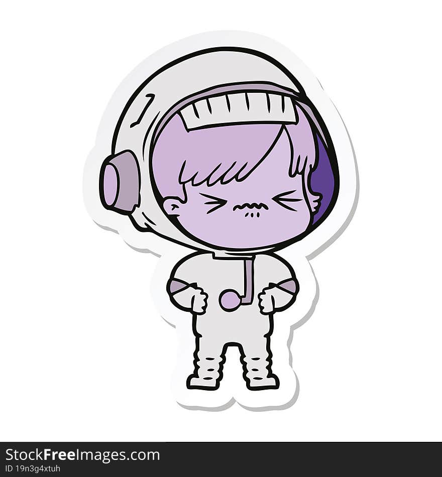 sticker of a cartoon astronaut woman