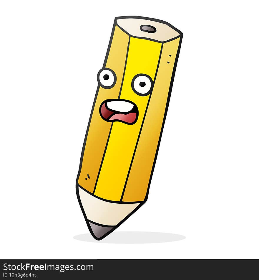 happy freehand drawn cartoon pencil. happy freehand drawn cartoon pencil