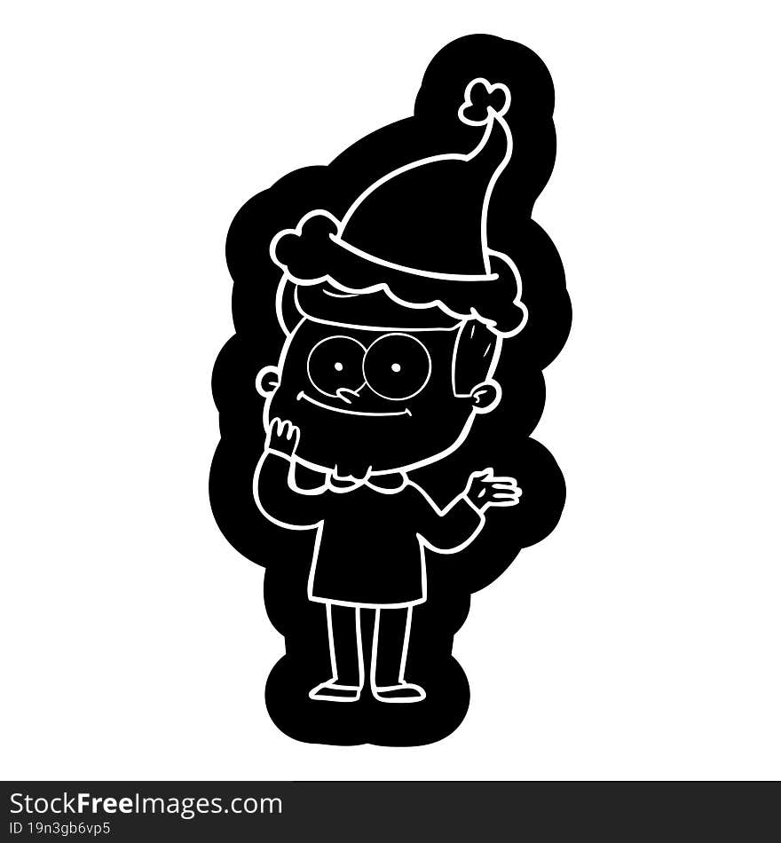 cartoon icon of a happy man wearing santa hat