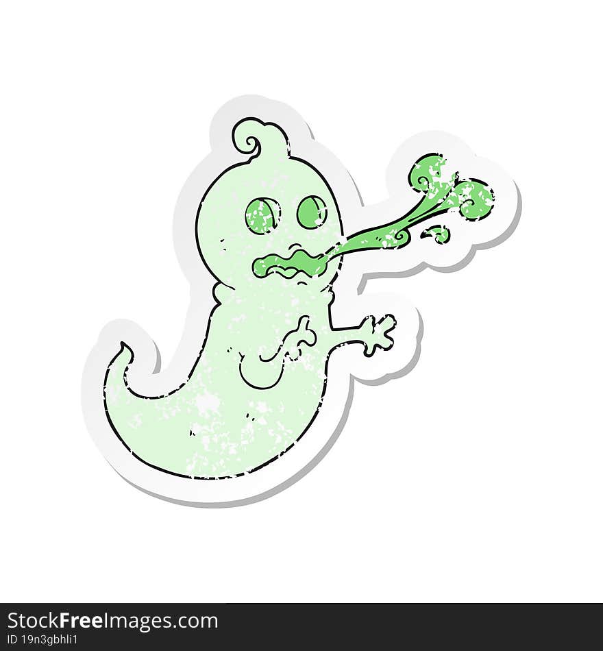 Retro Distressed Sticker Of A Cartoon Slimy Ghost