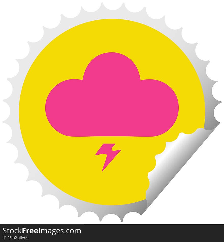 circular peeling sticker cartoon thunder cloud