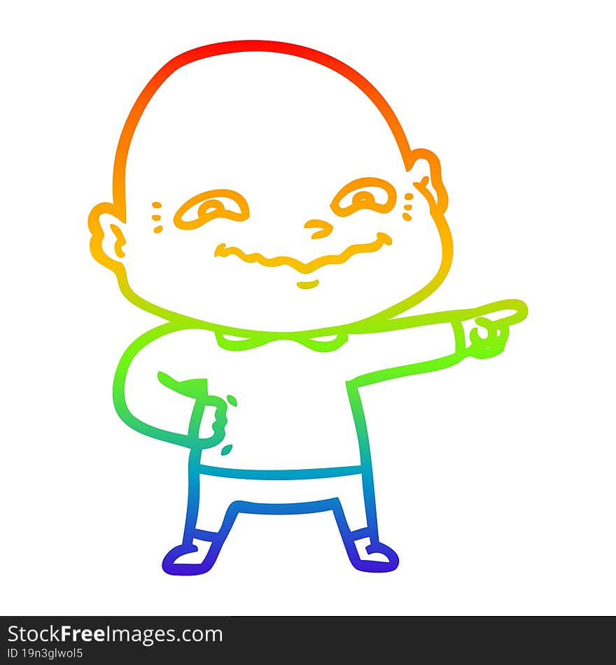 rainbow gradient line drawing cartoon creepy guy