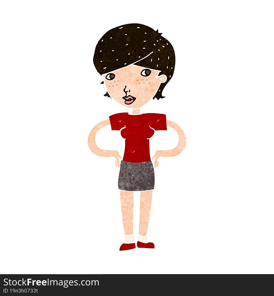 Cartoon Woman With Hands On Hips