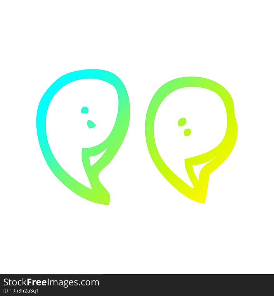 cold gradient line drawing of a cartoon quotation marks