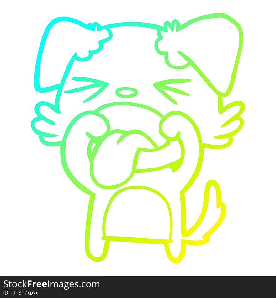 cold gradient line drawing of a cartoon disgusted dog