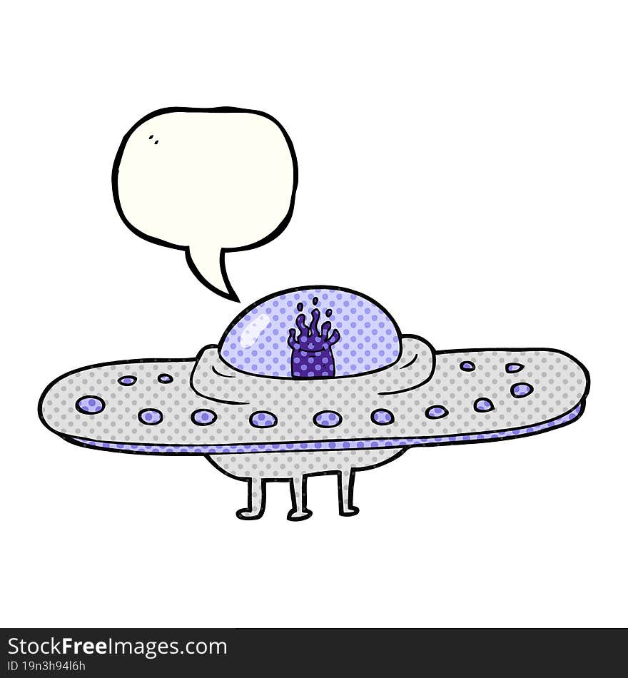 Comic Book Speech Bubble Cartoon Flying Saucer