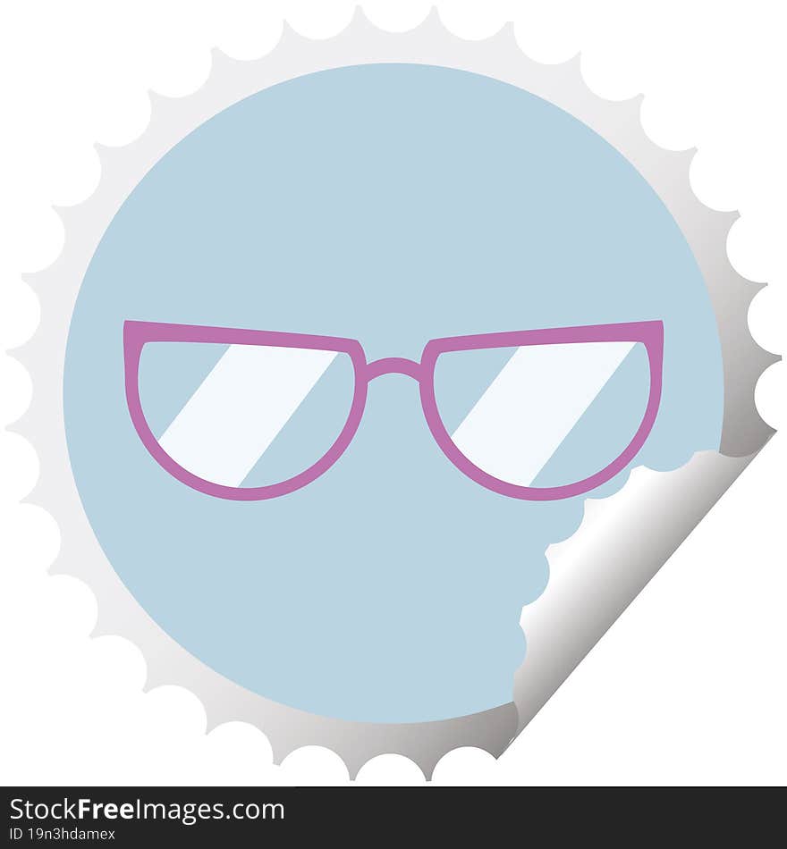 spectacles round sticker stamp