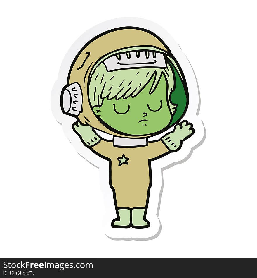 sticker of a cartoon astronaut woman