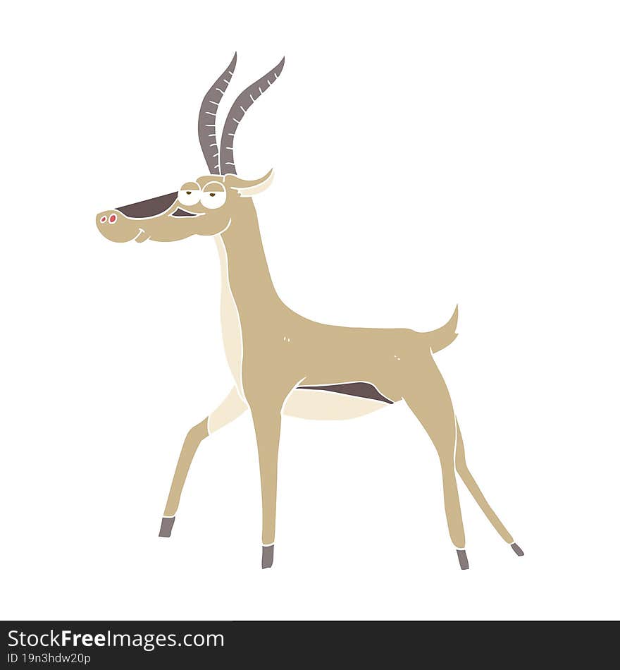 flat color illustration of a cartoon gazelle