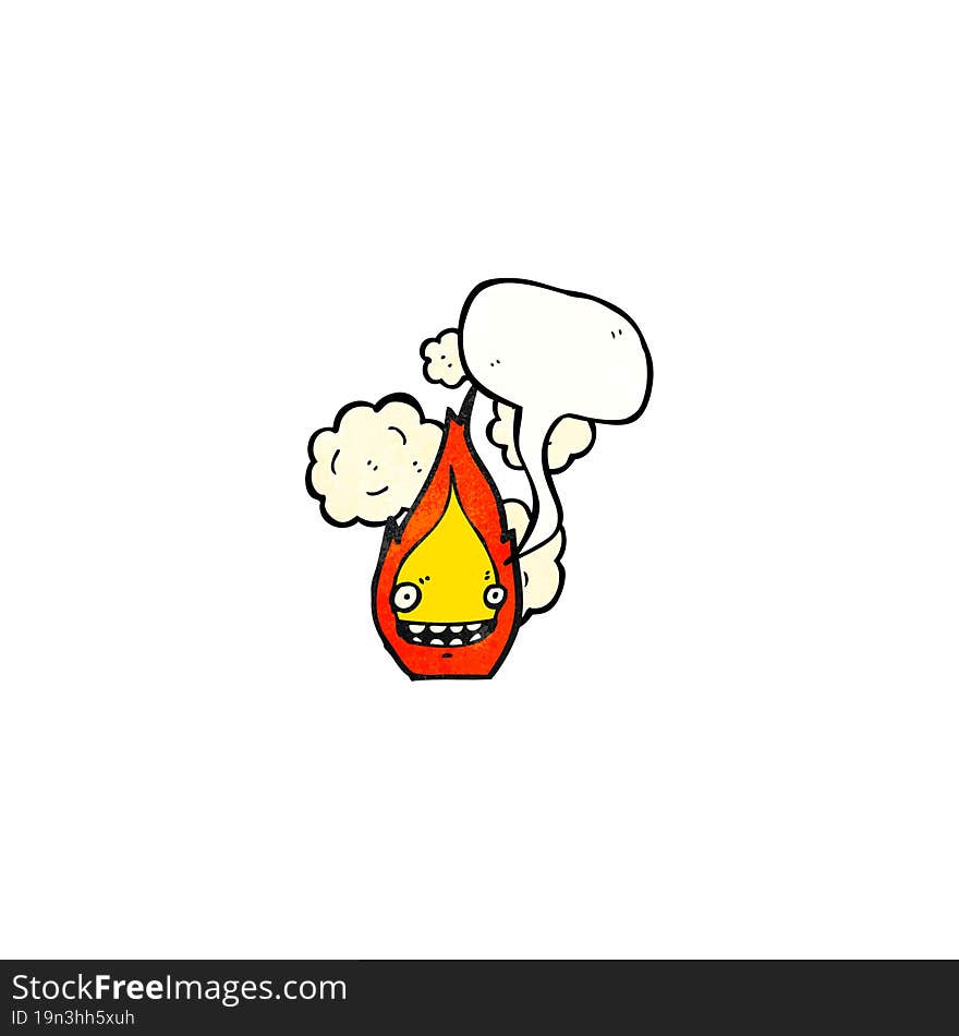 Flame Cartoon Character With Speech Bubble