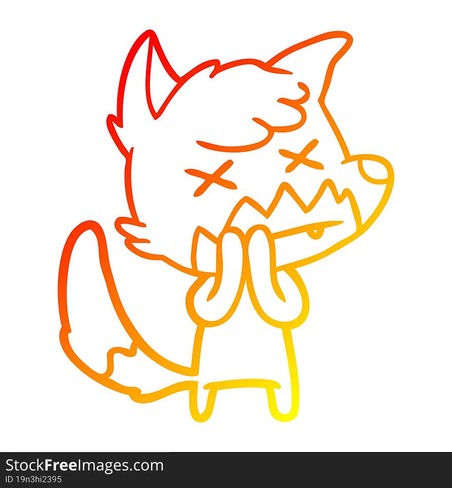 warm gradient line drawing cartoon dead fox