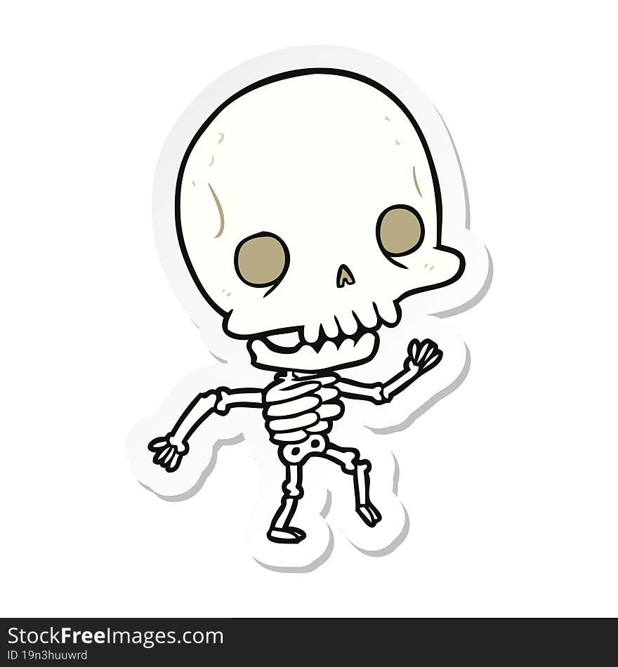 sticker of a cartoon skeleton