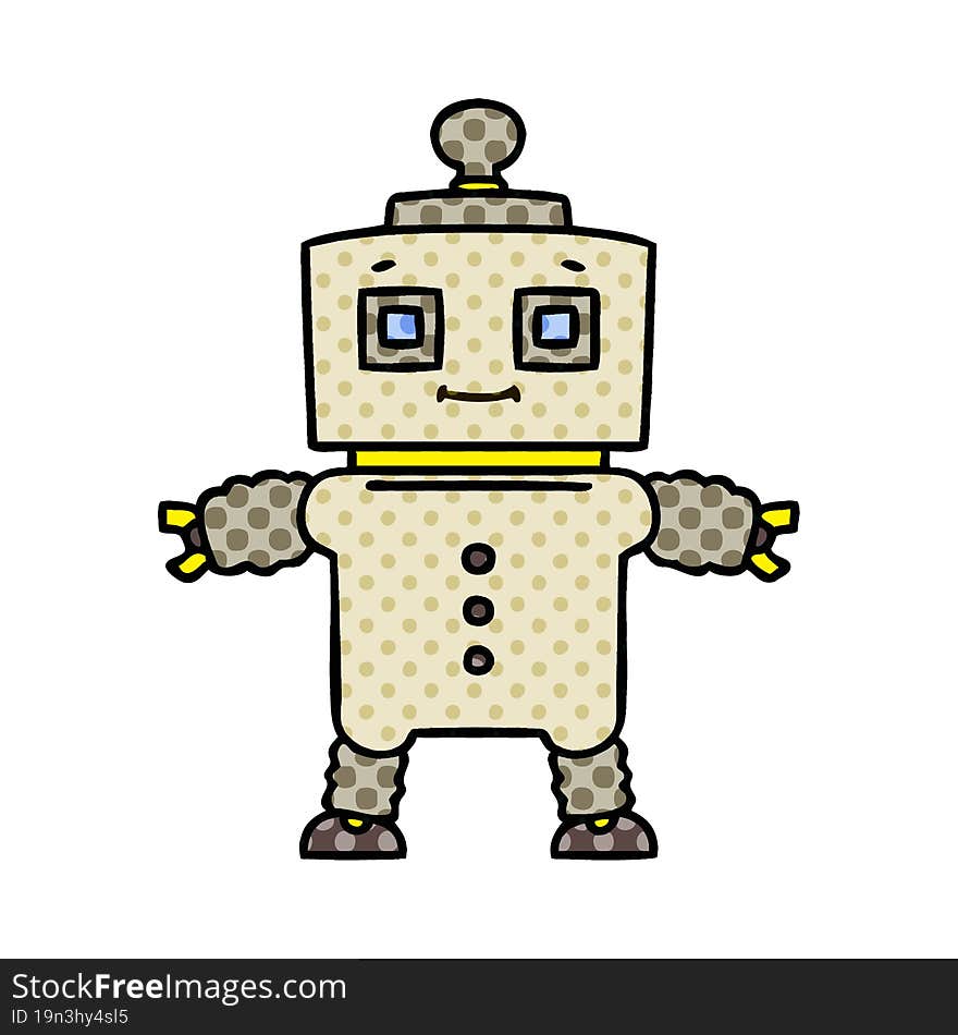 quirky comic book style cartoon robot