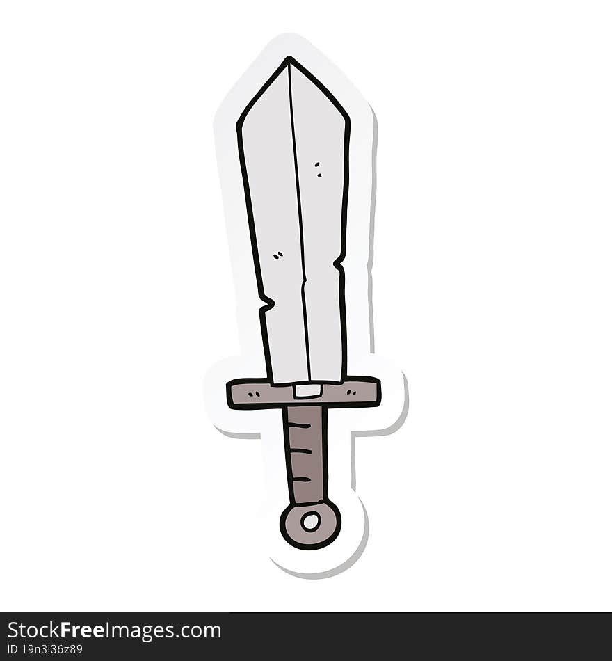 Sticker Of A Cartoon Old Sword