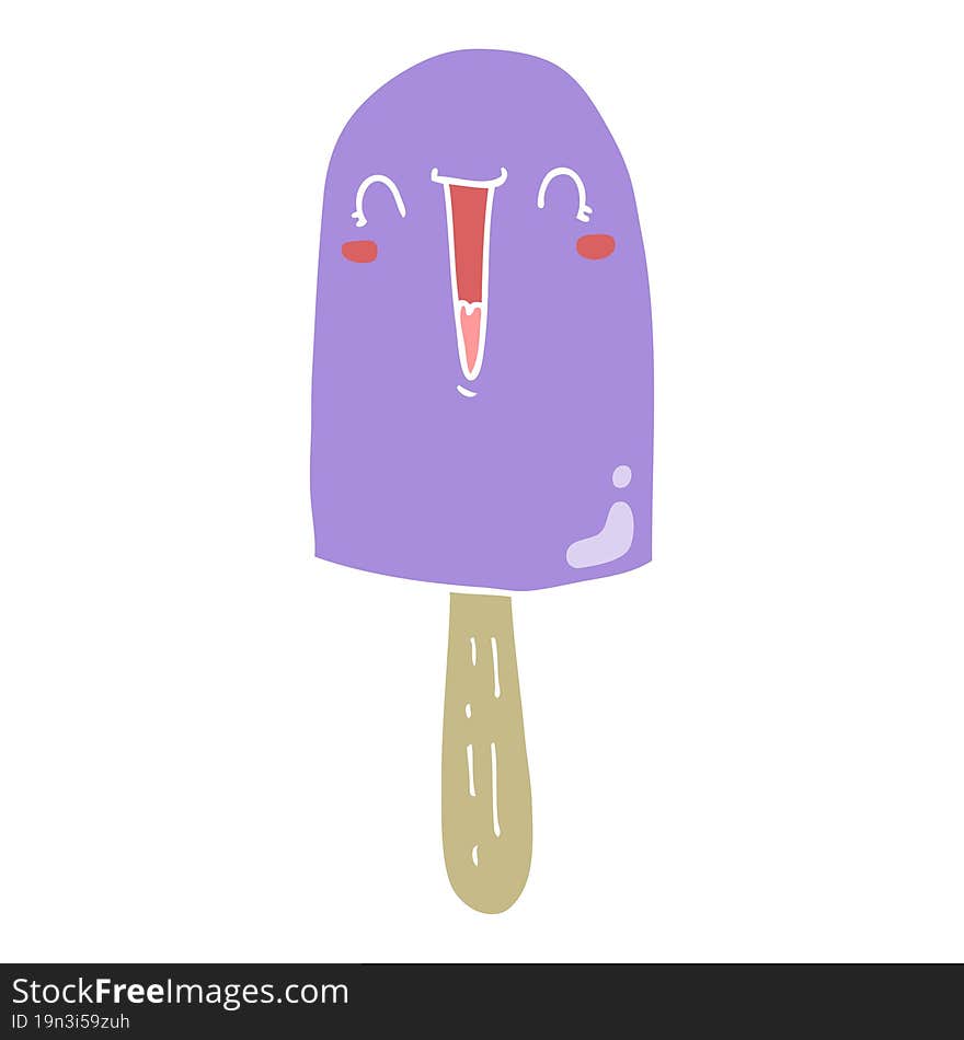 flat color style cartoon happy ice lolly