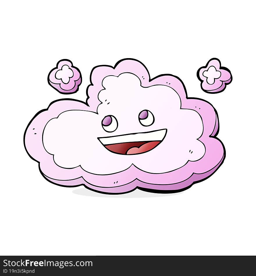 cartoon happy pink cloud