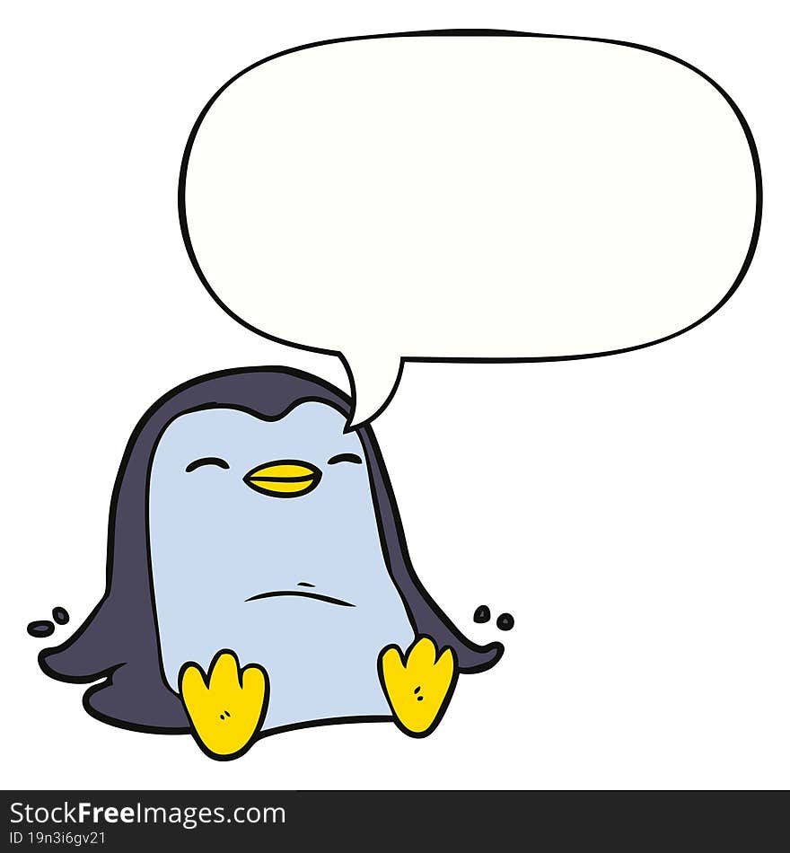 cartoon penguin and speech bubble