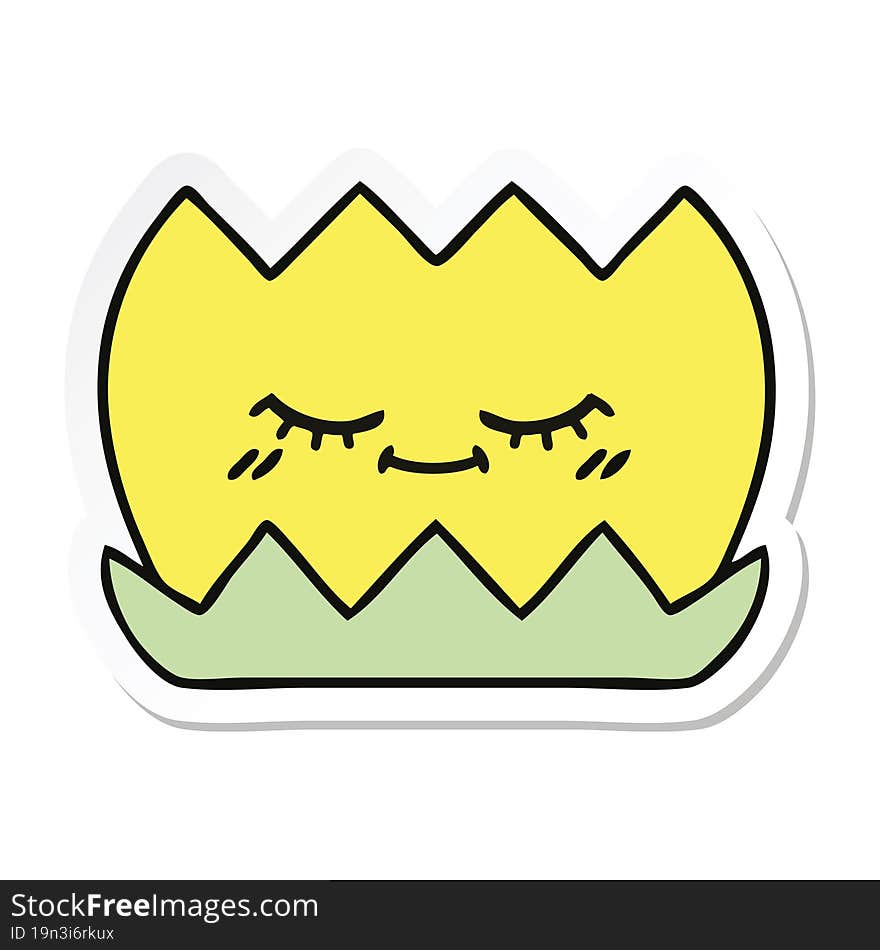 Sticker Of A Cute Cartoon Water Lilly