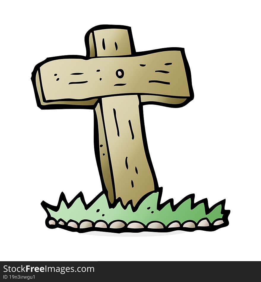 cartoon wooden cross grave