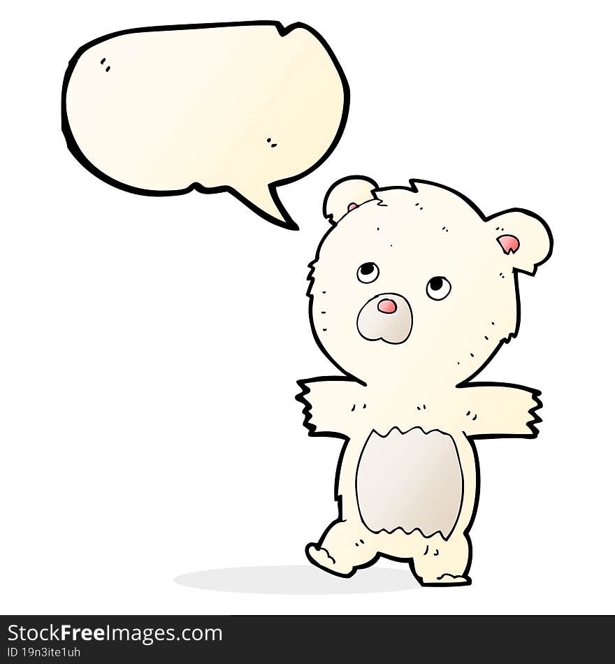 cartoon cute polar bear with speech bubble