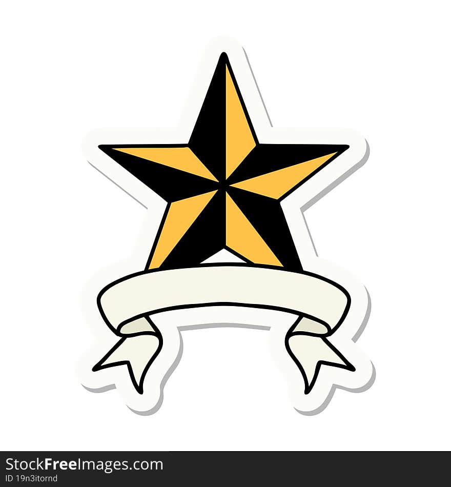 tattoo sticker with banner of a star