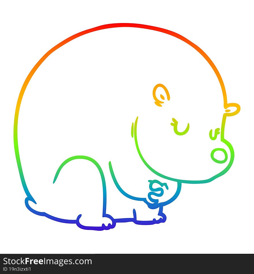 rainbow gradient line drawing cute cartoon polar bear