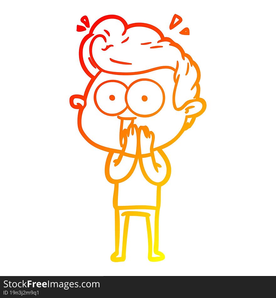 warm gradient line drawing cartoon man