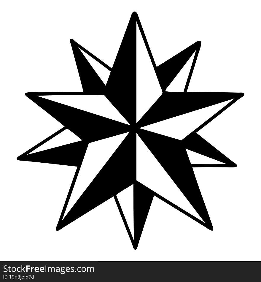 tattoo in black line style of a star. tattoo in black line style of a star