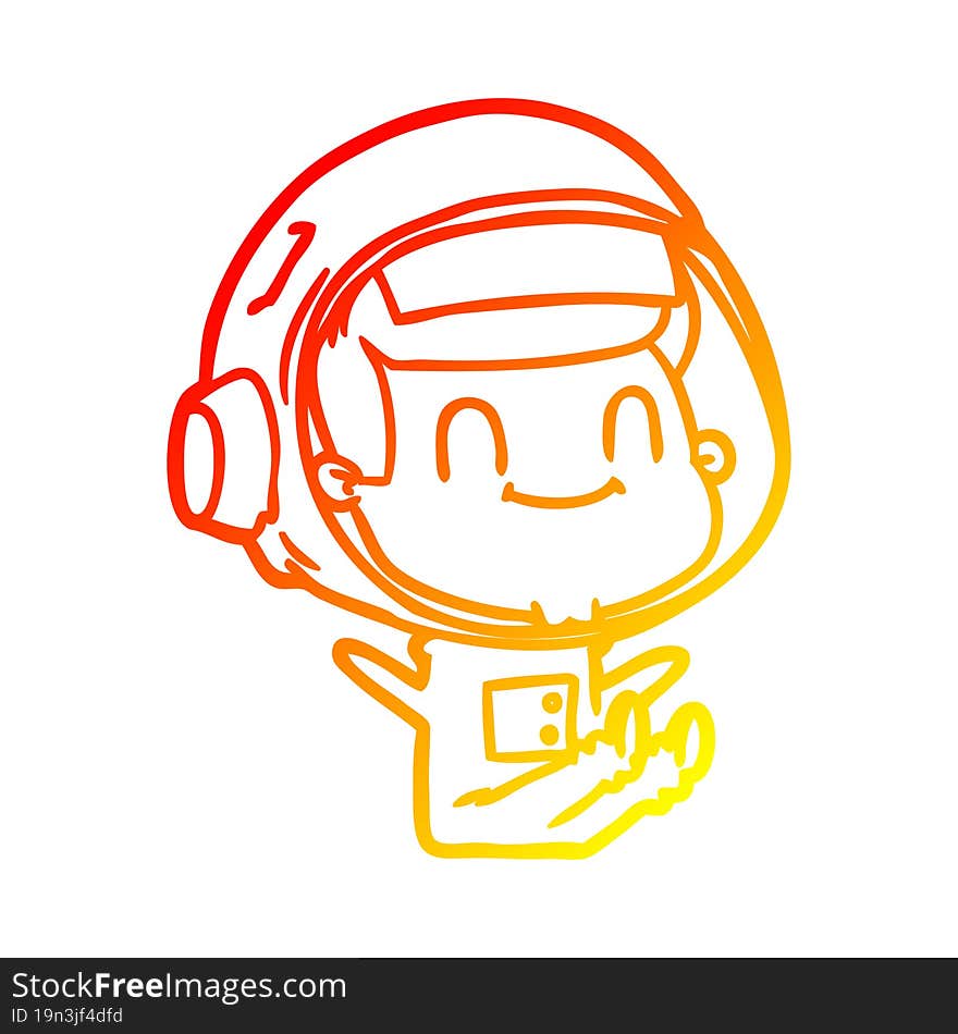 warm gradient line drawing happy cartoon astronaut man