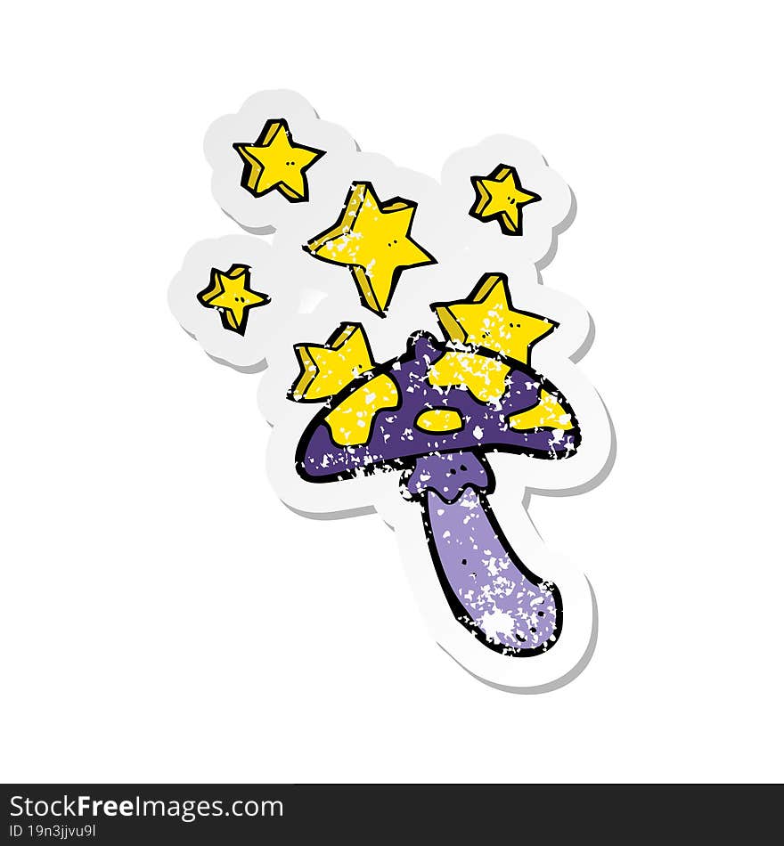 retro distressed sticker of a cartoon magic toadstool