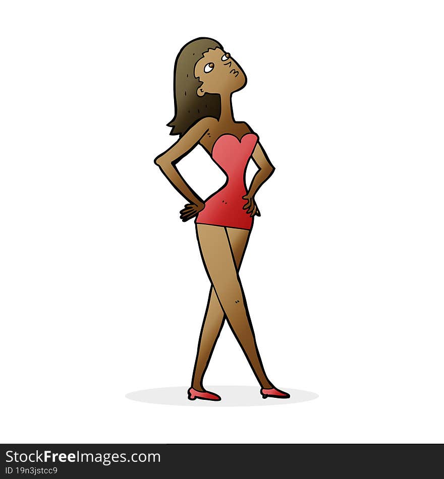 cartoon woman in party dress