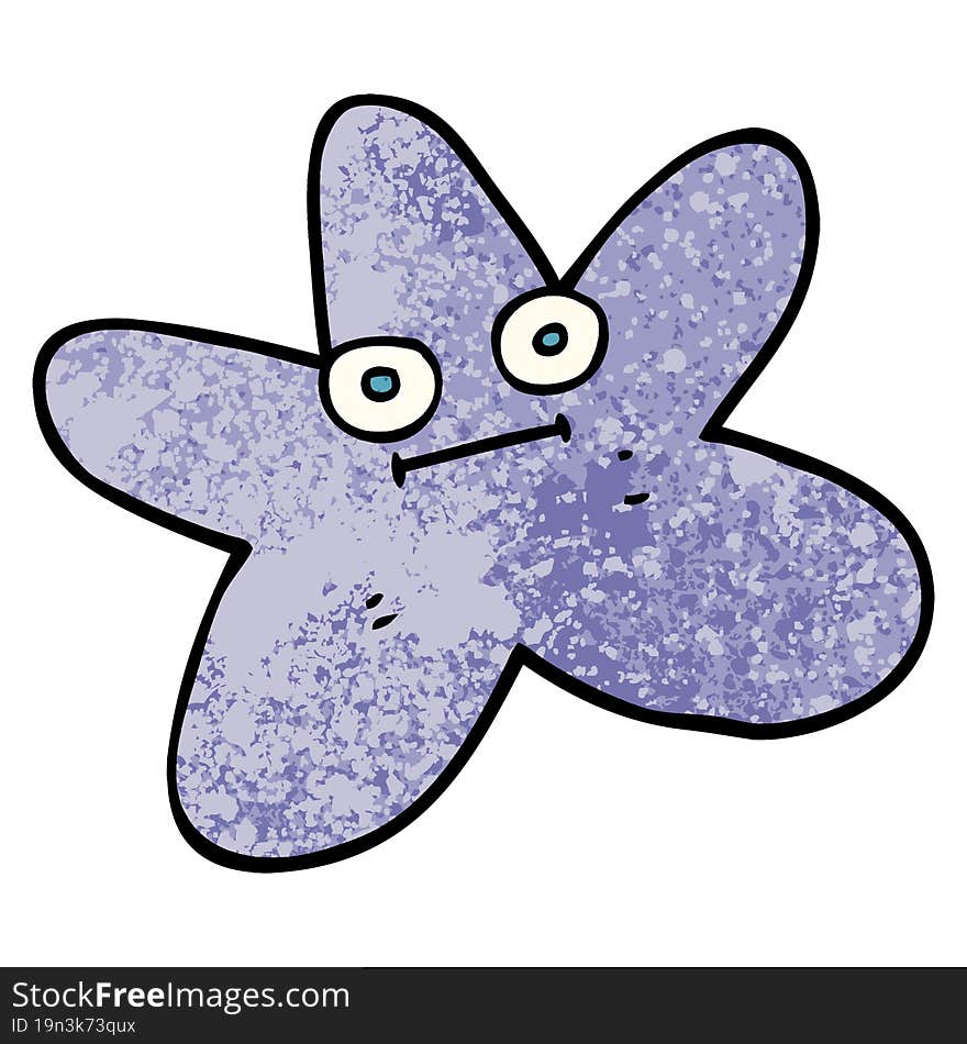 Grunge Textured Illustration Cartoon Star Fish