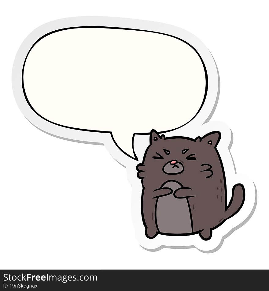 cartoon angry cat and speech bubble sticker