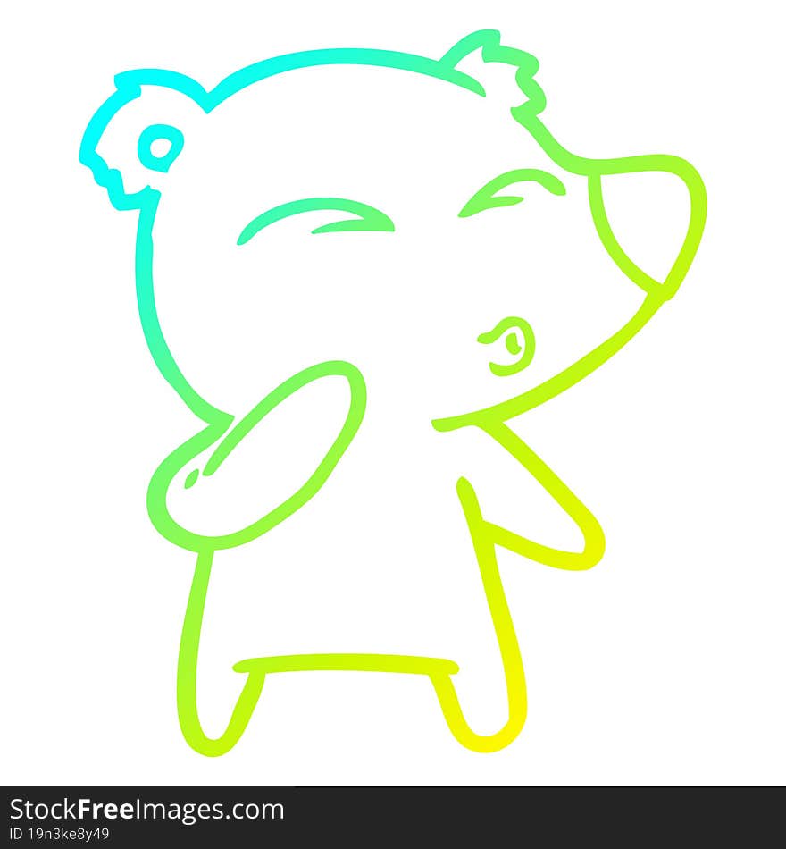 cold gradient line drawing cartoon whistling bear