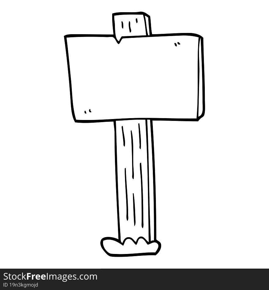 Line Drawing Cartoon Sign Post