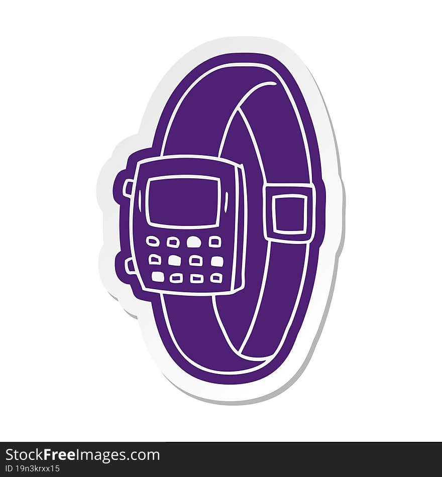 cartoon sticker of a retro watch