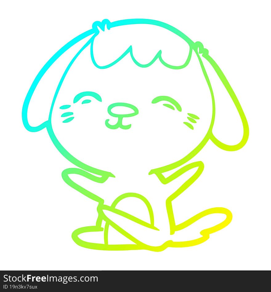 cold gradient line drawing happy cartoon sitting dog