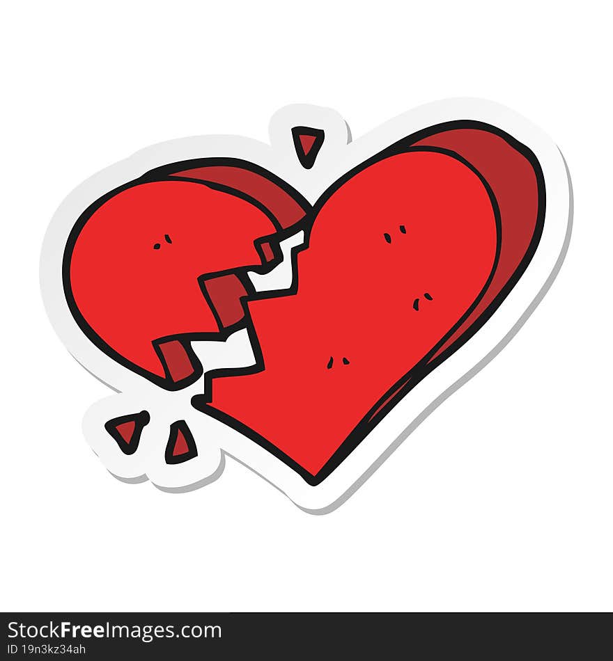 Sticker Of A Cartoon Broken Heart