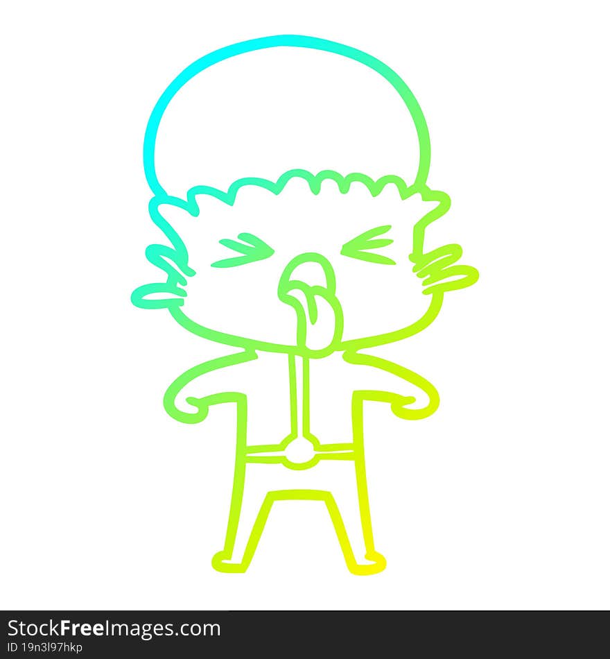 cold gradient line drawing disgusted cartoon alien