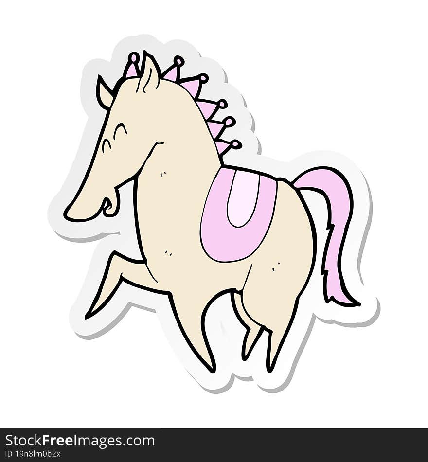 sticker of a cartoon prancing horse